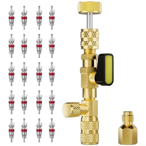 Professionelles Ventilkernentfernungswerkzeug-Set für Klimaanlagen mit 20 Ersatzkernen | Schnellwechsel-Ratschenschlüssel für 1/4 Zoll & 5/16 Zoll Anschlüsse | Stabile Kupferkonstruktion für Professionelles Ventilkernentfernungswerkzeug-Set für Klimaanlagen mit 20 Ersatzkernen | Schnellwechsel-Ratschenschlüssel für 1/4 Zoll & 5/16 Zoll Anschlüsse | Stabile Kupferkonstruktion für von YobiLife