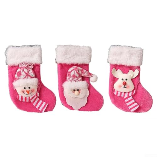Set mit drei Weihnachtssockenanhängern für den Urlaub hängende Dekoration an Bäumen, Türen oder Fahrzeugen mit Stoffstoff und Windspiel-Effekt Set mit drei Weihnachtssockenanhängern für den Urlaub hängende Dekoration an Bäumen, Türen oder Fahrzeugen mit Stoffstoff und Windspiel-Effekt von YobiLife