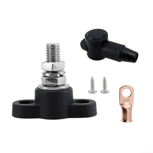 Stabile M10 Sammelschienen-Verteilerplatte, 250 A, 12 V, Klemmleiste mit Edelstahl-Konstruktion für Autos, Wohnmobile, Yachten, Marine-Anwendungen (schwarz) von YobiLife