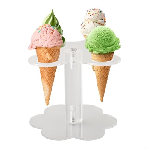 Transparenter Acryl-Eistütenhalter mit 4 Löchern für Hochzeit, Party, Buffet, Essen (2) von YobiLife