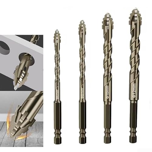 Vierschneidiger Exzenterbohrer für Glasfliesen- und Hartstoffbohrungen mit dreieckiger Spiralform zur Reduzierung von Vibrationen (6 mm) von YobiLife