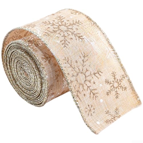 Weihnachts-Stoffband zum Beschneiden von Bäumen und Partydekorationen, 6 x 3 cm x 2 m Länge, geeignet für festliche Anwendungen (Apricot) von YobiLife