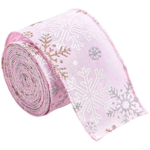Weihnachts-Stoffband zum Beschneiden von Bäumen und Partydekorationen, 6 x 3 cm x 2 m Länge, geeignet für festliche Anwendungen (Rosa) von YobiLife
