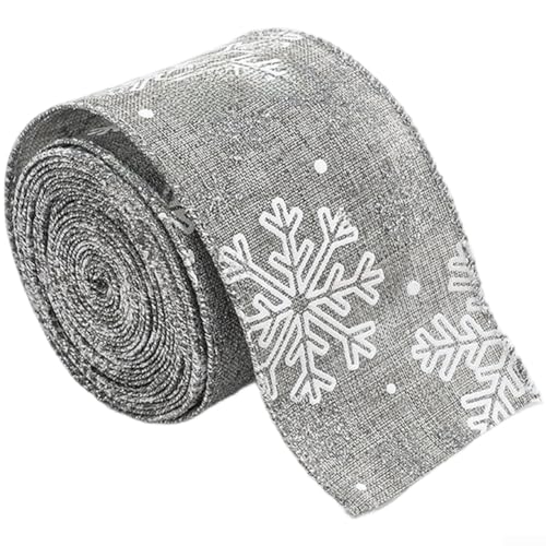 Weihnachts-Stoffband zum Beschneiden von Bäumen und Partydekorationen, 6 x 3 cm x 2 m Länge, geeignet für festliche Anwendungen (grau) von YobiLife