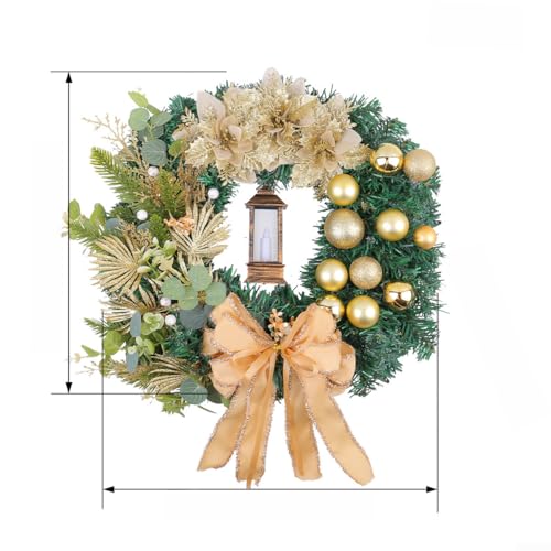 Weihnachtskranz LED Schleife Kiefer Akzente Tür Fenster Dekor Kunststoff Eisendraht Mehrere Größen Einfache Installation Festlich Home Office Urlaub Display 1 Stück (H-40cm) von YobiLife