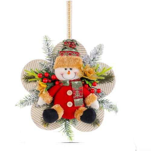 Weihnachtskranz zum Aufhängen, Weihnachtsmann, Schneemann, Figuren, festliche Dekoration für Haustür, Wand, Baum, Innen- und Außenbereich, Urlaubsdekoration, leichte Stoffe, Kunststoffschaum, 1 Stück Weihnachtskranz zum Aufhängen, Weihnachtsmann, Schneemann, Figuren, festliche Dekoration für Haustür, Wand, Baum, Innen- und Außenbereich, Urlaubsdekoration, leichte Stoffe, Kunststoffschaum, 1 Stück von YobiLife