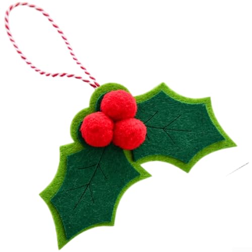 Weihnachtsschleifenornamente aus Vliesstoff zum Aufhängen an Weihnachtsbäumen und festlichen Arrangements (zwei grüne Blätter) von YobiLife