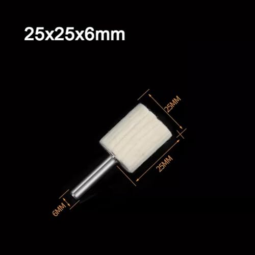 Woll-Polierscheibe mit 6-mm-Schaft für Metall- und Edelstein-Polieranwendungen, bietet Finish und lange Lebensdauer (25 x 25 x 6 mm) von YobiLife