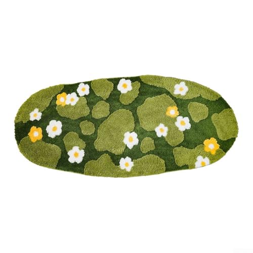 YobiLife 3D Grünes Moosmuster Badematte Ultra Dicke Mikrofaser Rutschfest Badezimmer Bodenteppich (Grün-Licht) von YobiLife