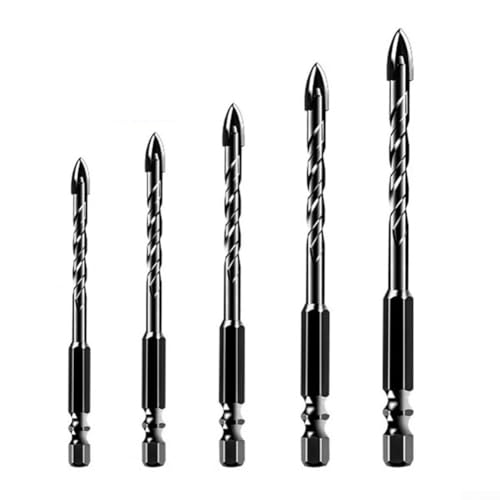 YobiLife 5 Stück Sechskantschaft Hartmetall Bohrer Set Kreuzspitze 4 5 6 8 10 mm für Fliesen Glas Ziegel Beton Holz Kunststoff YobiLife 5 Stück Sechskantschaft Hartmetall Bohrer Set Kreuzspitze 4 5 6 8 10 mm für Fliesen Glas Ziegel Beton Holz Kunststoff von YobiLife