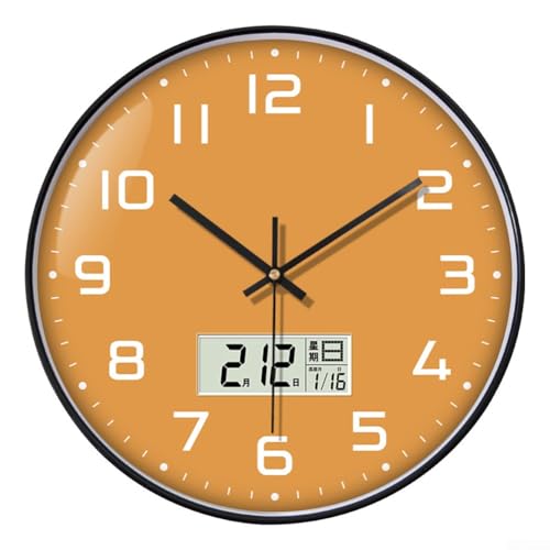 YobiLife Digitale leise Wanduhr mit Kalender-Temperaturanzeige, moderne Wohnzimmer-Dekoration (E) von YobiLife