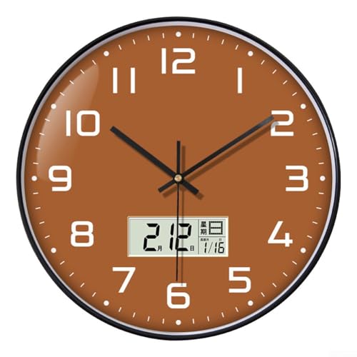 YobiLife Digitale stille Wanduhr mit Kalendertemperaturanzeige, moderne Wohnzimmer-Dekoration (F) von YobiLife