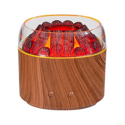 YobiLife Mini-USB-Aromatherapie-Luftbefeuchter mit Holzkohle-Feuereffekt, 160 ml Kapazität, kontinuierlicher Sprühmodus, 360° Duftdiffusion, Nachtlicht (A) von YobiLife