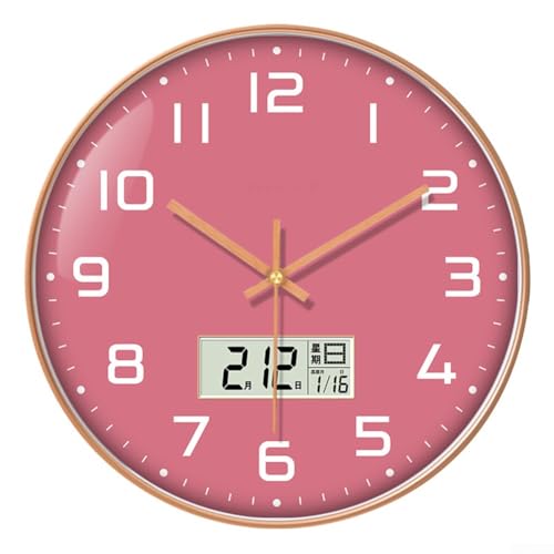 YobiLife Moderne digitale Wanduhr, geräuschlos, Quarz, Kalender, Display, minimalistisch, Schlafzimmer, Heimdekoration (F) von YobiLife