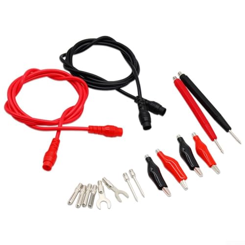YobiLife Multimeter-Messleitungs-Set für Krokodilklemmen, Bananen-Adapter, Spatenbuchsen, Gewindebuchsen, CAT III, 1000 V, 10 A, 1 m, Rot / Schwarz, 16 Stück YobiLife Multimeter-Messleitungs-Set für Krokodilklemmen, Bananen-Adapter, Spatenbuchsen, Gewindebuchsen, CAT III, 1000 V, 10 A, 1 m, Rot / Schwarz, 16 Stück von YobiLife