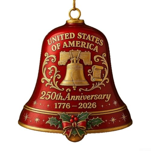 YobiLife Patriotischer Weihnachtsbaumschmuck mit Türklingel zum 250. Hochzeitstag, Acryl-Pendel, das Amerikas Gründung feiert und festliche Heimdekoration hinzufügt, Rot YobiLife Patriotischer Weihnachtsbaumschmuck mit Türklingel zum 250. Hochzeitstag, Acryl-Pendel, das Amerikas Gründung feiert und festliche Heimdekoration hinzufügt, Rot von YobiLife