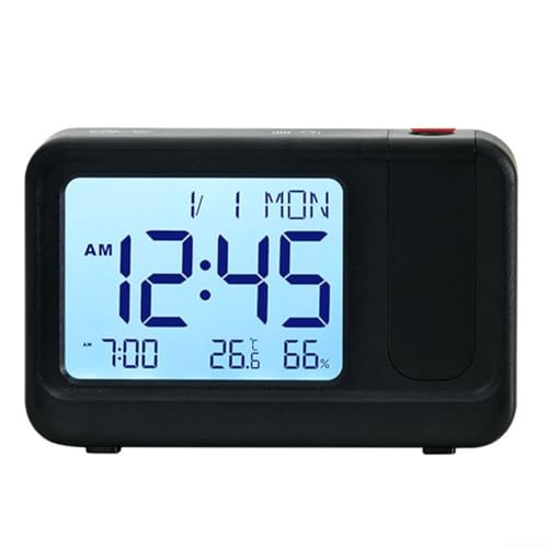 YobiLife Projektionswecker mit 180 Grad drehbarem Display, LCD-Bildschirm zeigt Zeit, Datum, Temperatur und Luftfeuchtigkeit mit einfacher Touch-Bedienung (A) von YobiLife