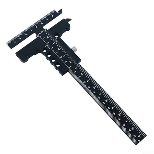 YobiLife T-förmiges Anreißlehre für Holzbearbeitung, Aluminiumlegierung, Messlineal mit klarer Skala für Tischler, Genauigkeits-Layout (schwarz) von YobiLife
