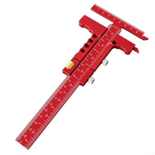 YobiLife T-förmiges Anreißlehre für Holzbearbeitung, Aluminiumlegierung, Messlineal mit klarer Skala für Tischlergenauigkeits-Layout (mit Stimmungrot) von YobiLife