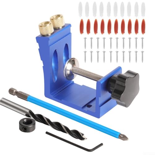 YobiLife Taschenlochvorrichtung, verstellbarer Stanzer, Winkelbohrführung für präzise Schraubverbindungen, Metall-Werkzeug-Set (blau) von YobiLife