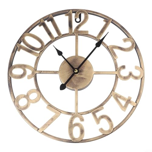 YobiLife Vintage-Uhr aus Metall für den Außenbereich, für zeitloses Dekor, perfekt für den Innen- und Außenbereich, in 34 cm oder 40 cm Größen (A) von YobiLife