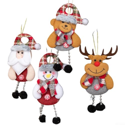 YobiLife Weihnachtsmann Schneemann und Rentier Stoff-Weihnachtsschmuck-Set zum Aufhängen an Baum und Innenbereich, saisonale Dekoration, 4 Stück YobiLife Weihnachtsmann Schneemann und Rentier Stoff-Weihnachtsschmuck-Set zum Aufhängen an Baum und Innenbereich, saisonale Dekoration, 4 Stück von YobiLife