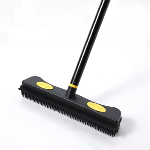 Yocada Gummibesen zur Tierhaarentfernung, 2-in-1-Bodenbürste mit Rakel, Teppichrechen, 146,1 cm Langer Griff, Fellbesen für Teppich, Hartholz, Bodenfliesen von Yocada