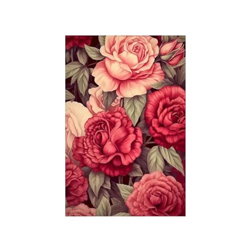 Abstrakte Rote Rosen Aquarell Poster Und Druck Rosa Blumen Natur Leinwand Malerei Nordische Blumen Wand Kunst Wohnzimmer Wohnkultur 50x70cm ohne Rahmen von Yocheng