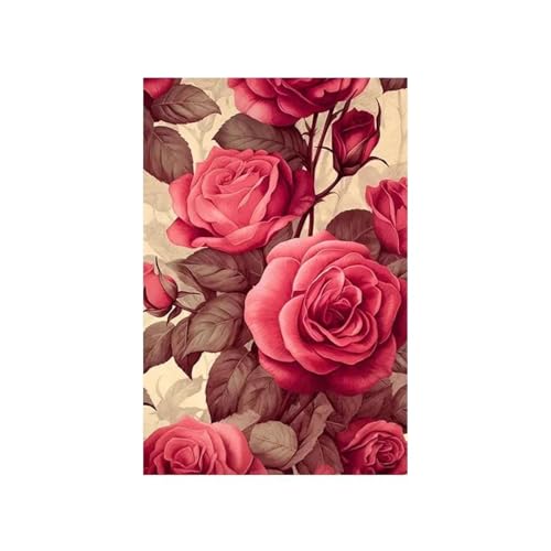 Abstrakte Rote Rosen Aquarell Poster Und Druck Rosa Blumen Natur Leinwand Malerei Nordische Blumen Wand Kunst Wohnzimmer Wohnkultur 50x70cm ohne Rahmen von Yocheng