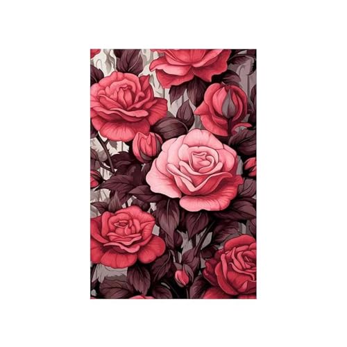 Abstrakte Rote Rosen Aquarell Poster Und Druck Rosa Blumen Natur Leinwand Malerei Nordische Blumen Wand Kunst Wohnzimmer Wohnkultur 50x70cm ohne Rahmen von Yocheng