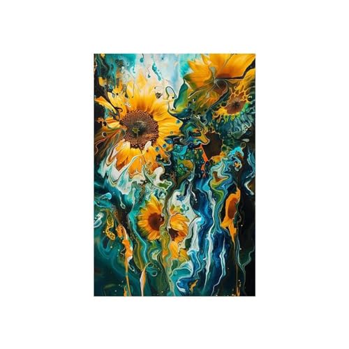 Abstrakte Sonnenblumen Aquarell Poster Retro Blume Botanische Graffiti Leinwand Malerei Wildblumen Wand Kunst Zimmer Wohnkultur 50x70cm ohne Rahmen von Yocheng