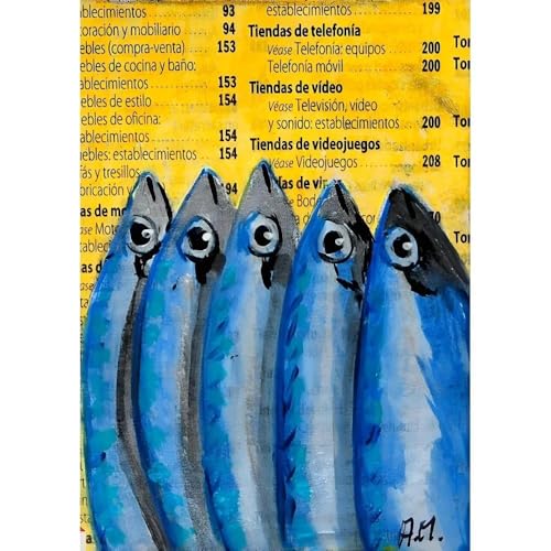 Bunte Sardinen Hummer Fisch Ozean Tier Poster Korridor Wand Kunst Druck Home Wohnzimmer Bett Zimmer Dekor 40x50cm ohne Rahmen von Yocheng