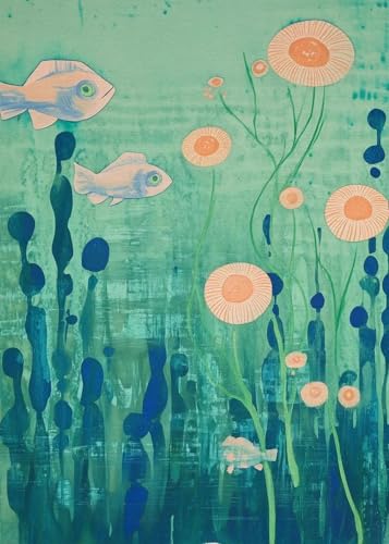 Minimalistische Meer nautische blaue Fische Poster blaue Pflanzen Drucke Leinwand Malerei Wand Kunst Bilder Home Room Decor 40x50cm ohne Rahmen von Yocheng