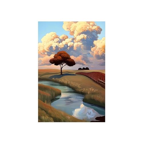 Vintage Lebendige Lotusblüte Blumen Leinwand Malerei Abstrakt Berg See Reise Poster Strand Wand Kunst Wohnzimmer Wohnkultur 21x30cm ohne Rahmen von Yocheng