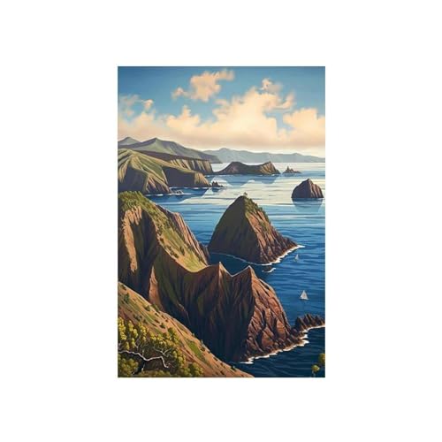Vintage Lebendige Lotusblüte Blumen Leinwand Malerei Abstrakt Berg See Reise Poster Strand Wand Kunst Wohnzimmer Wohnkultur 30x40cm ohne Rahmen von Yocheng