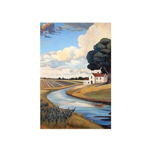 Vintage Lebendige Lotusblüte Blumen Leinwand Malerei Abstrakt Berg See Reise Poster Strand Wand Kunst Wohnzimmer Wohnkultur 30x40cm ohne Rahmen von Yocheng