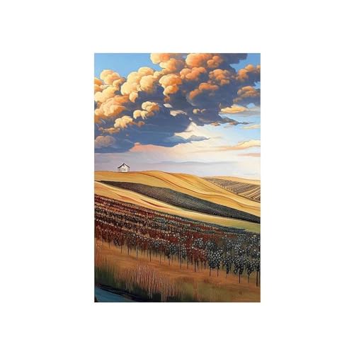 Vintage Lebendige Lotusblüte Blumen Leinwand Malerei Abstrakt Berg See Reise Poster Strand Wand Kunst Wohnzimmer Wohnkultur 30x40cm ohne Rahmen von Yocheng