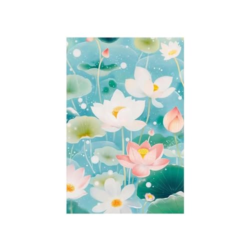 Vintage Lebendige Lotusblüte Blumen Leinwand Malerei Abstrakt Berg See Reise Poster Strand Wand Kunst Wohnzimmer Wohnkultur 60x90cm ohne Rahmen von Yocheng