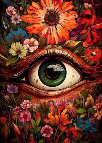 Yocheng Psychedelische Auge Blumen Poster Blätter Drucke Leinwand Malerei Wand Bilder Home Wohnzimmer Dekor 21x30cm ohne Rahmen von Yocheng