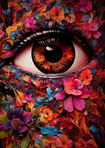 Yocheng Psychedelische Auge Blumen Poster Blätter Drucke Leinwand Malerei Wand Bilder Home Wohnzimmer Dekor 50x70cm ohne Rahmen von Yocheng