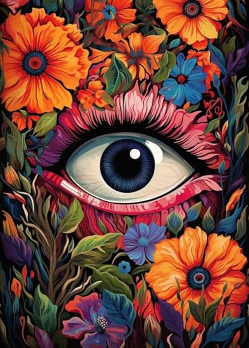 Yocheng Psychedelische Auge Blumen Poster Blätter Drucke Leinwand Malerei Wand Bilder Home Wohnzimmer Dekor 60x90cm ohne Rahmen von Yocheng