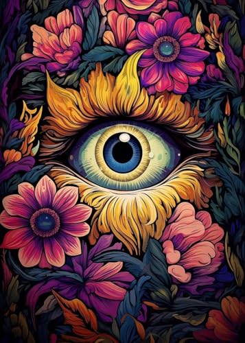 Yocheng Psychedelische Auge Blumen Poster Blätter Drucke Leinwand Malerei Wand Bilder Home Wohnzimmer Dekor 60x90cm ohne Rahmen von Yocheng