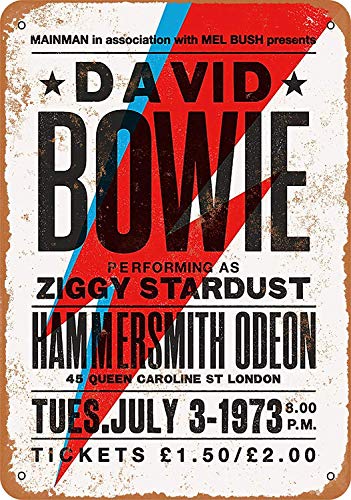 ECONG David Bowie in London Metall-Wandschild Blechschilder Warnung hängende Vintage-Kunst-Folienposter Tierband Gebäude Malerei Promi Bar Cafe Garten öffentliches Geschenk von Chinly