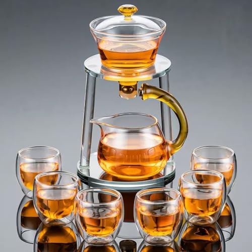 YoeEoay Lazy Kungfu Glasteeservice, Halbautomatisches Teeset, Teekanne Mit Magnet, Chinesisches/Japanisches Lazy Tea Set Für Authentische Teezeremonien & Entspannung. Asiatisches Teeservice(C) von YoeEoay