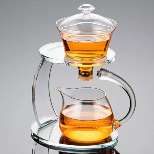 YoeEoay Lazy Kungfu Glasteeservice, Halbautomatisches Teeset, Teekanne Mit Magnet, Chinesisches/Japanisches Lazy Tea Set Für Teeliebhaber(A) von YoeEoay