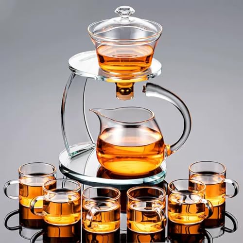 YoeEoay Lazy Kungfu Glasteeservice, Halbautomatisches Teeset, Teekanne Mit Magnet, Chinesisches/Japanisches Lazy Tea Set Für Teeliebhaber(B) von YoeEoay