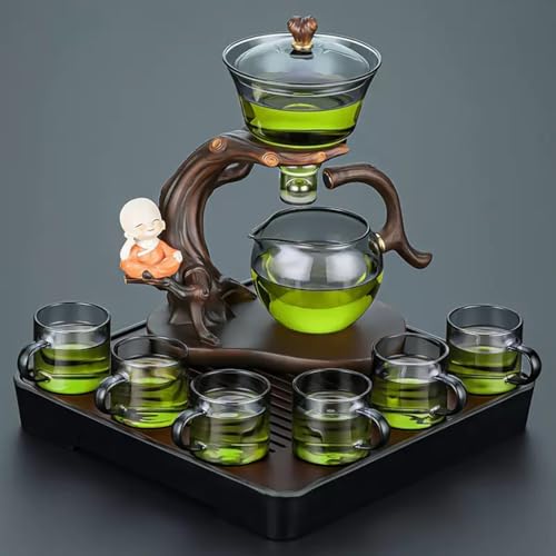 YoeEoay - Tee Set Japanisch/Chinese, Lazy KungFu Glasteeservice, Semi Automatic Tea Set, Teekanne Mit Magnet, Erwachsene Asiatisches Teeservice, Geschenk Zuhause Outdoor Für Teeliebhaber/Männer/Frauen von YoeEoay