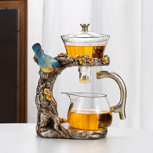 YoeEoay Teeservice Glas Teekanne Mit Magnet, Tier-Vogel-Design Lazy Kungfu Glasteeservice Semi Automatic Tea Set, Geeignet Für Teeliebhaber, Jungen Und Mädchen von YoeEoay