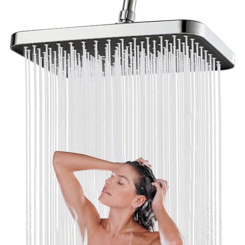 Yoedge Regendusche Duschkopf 14 Zoll,360° verstellbarer Regenduschkopf,Wassersparende Regenbrause aus Edelstahl,Quadratischer Duschkopf,Dusche Duschköpfe Badezimmer Einbauduschköpfe von Yoedge