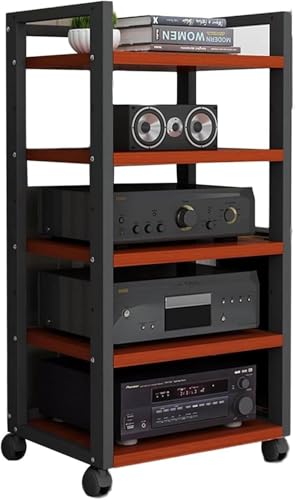 Druckertisch Mit Rollen Druckerregal HiFi-Rack 5-stufige Audio/Video-Medienständer HiFi-Audioschrank Leicht Zu Bewegen Tv Stand Cabinet Plattenspieler Schrank Verstärker-Rack(Style 1,60x40x100cm) von Yoeoefuo